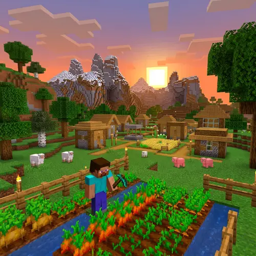 Explore a Vivid Minecraft Village & Landscapes
