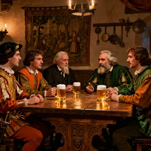 Historical Figures in a 15th Century Tavern