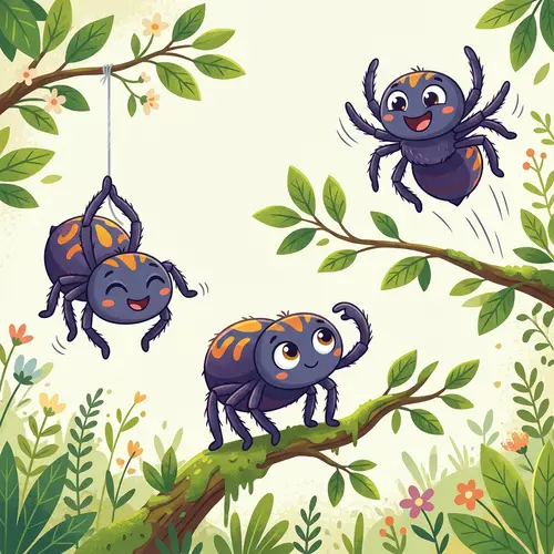 Cute Cartoon Spider Poses in Vector Style