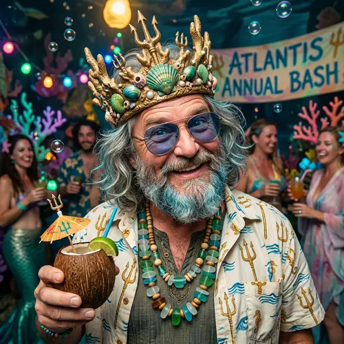 Funny Party Poseidon with Atlantean Crown