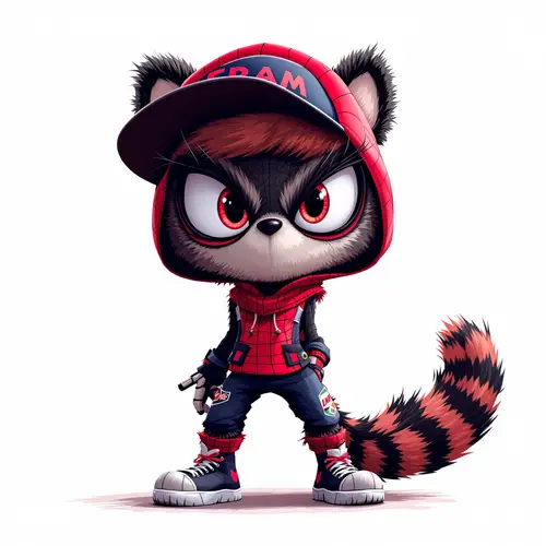 Child-Friendly Spider Mascot Design in Red and Black