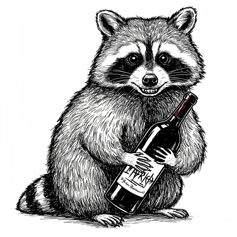 Band Logo Design: Raccoon & Wine Bottle Art