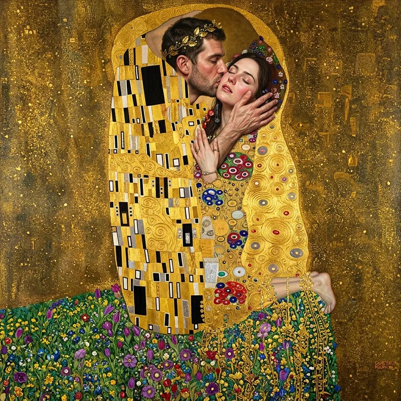 Kiss by Klimt in Superrealism Style Kiss by Klimt in Superrealism Style