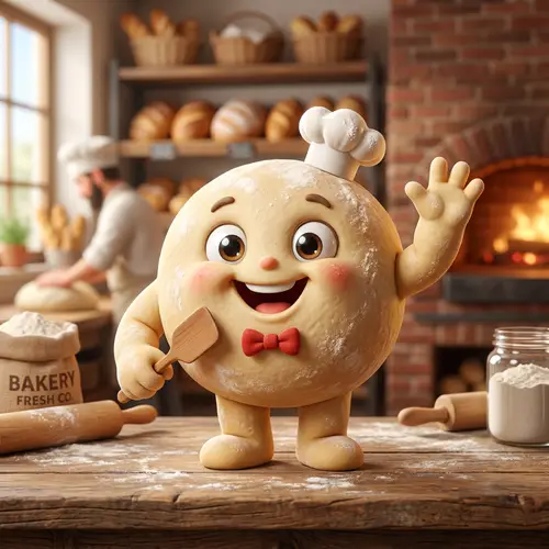 Happy Bread Dough Mascot: Fun and Friendly Design