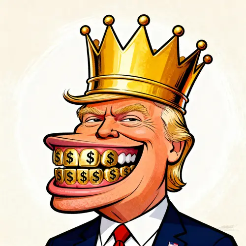 Donald Trump Caricature with Gold Crown & Teeth