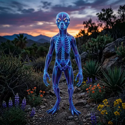 Hueso Kawia: Imaginative Creature in Blue & Purple Shades