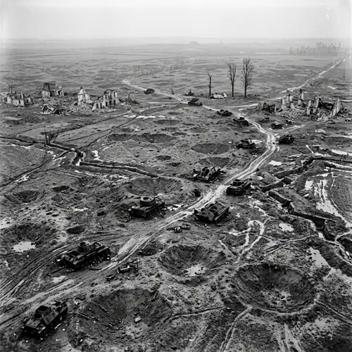 Desolate War-Torn Battlefield Aerial View | Historical Documentation
