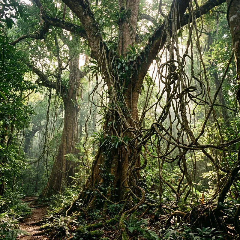 Ancient Trees and Rattan in the Forest Ancient Trees and Rattan in the Forest