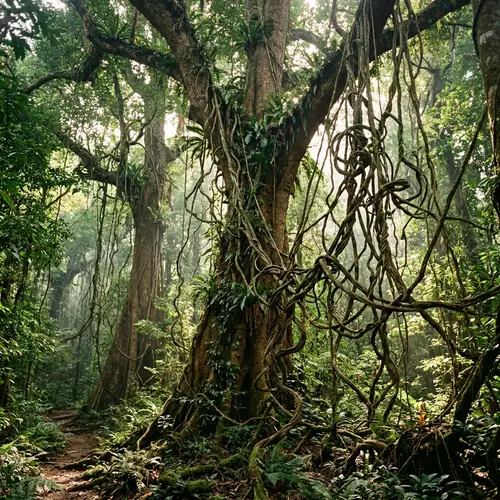 Ancient Forest with Grand Trees and Rattan Vines