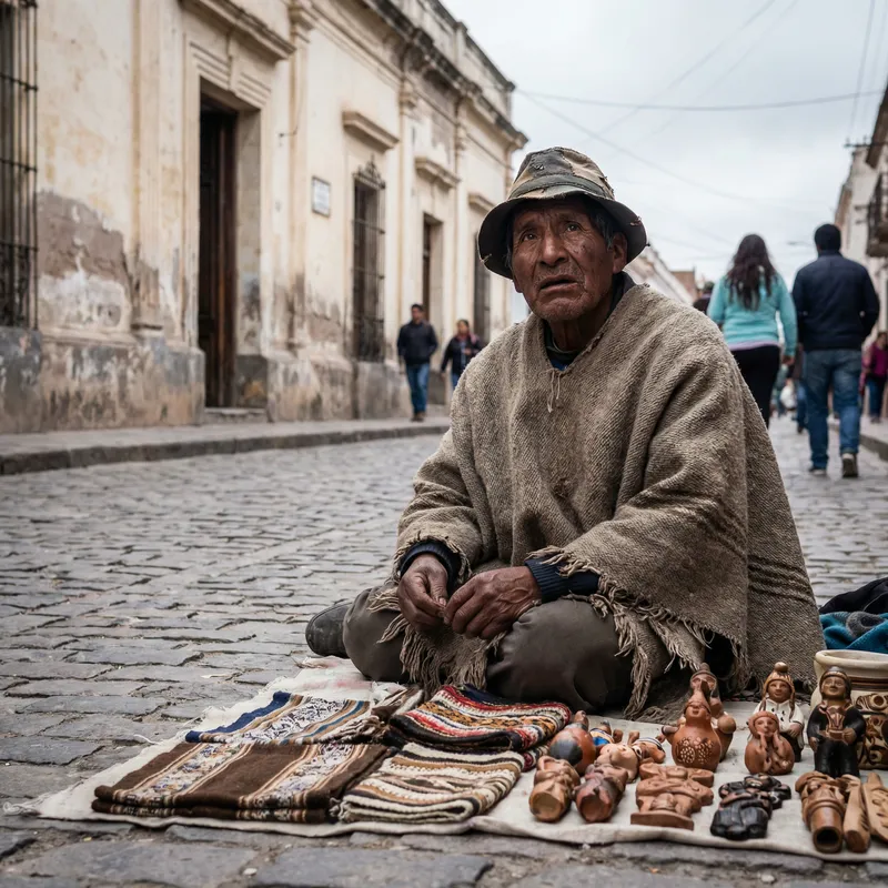 Street Artisan Vendor in Jujuy: A Realistic Depiction