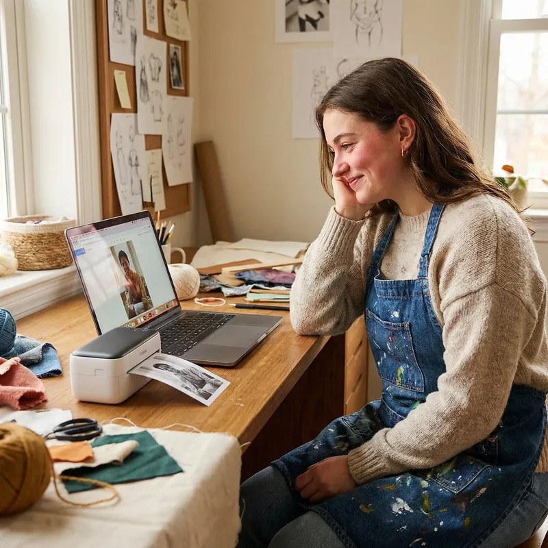 Charming Crafter Girl at Desk