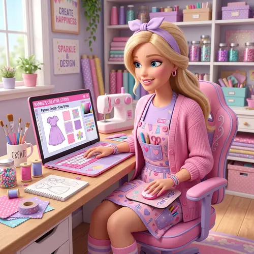 3D Barbie in Pink and Lilac Crafter Outfit