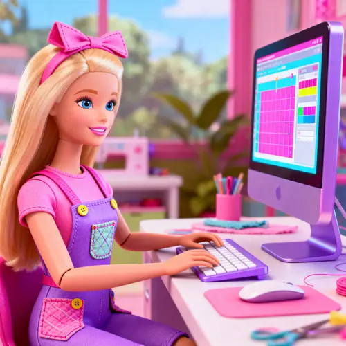 3D Barbie in Pink and Lilac Crafter Outfit