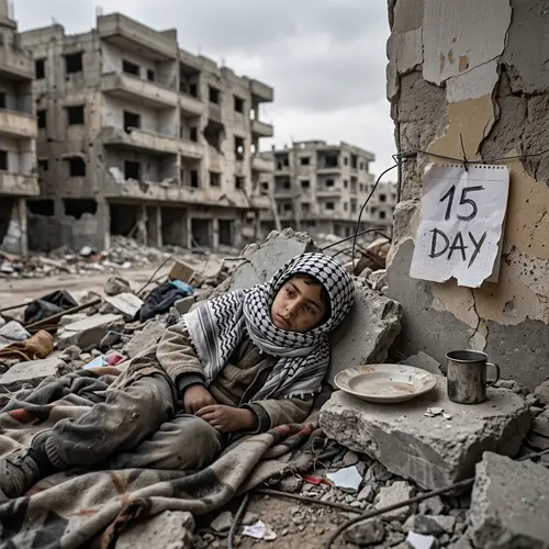 Heart-Wrenching Scene: Palestinian Child Amidst Debris | 15 DAY