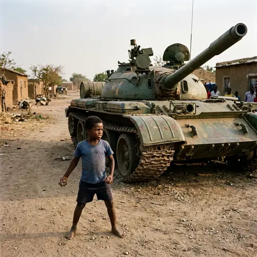 Brave African Child Confronts Military Tank