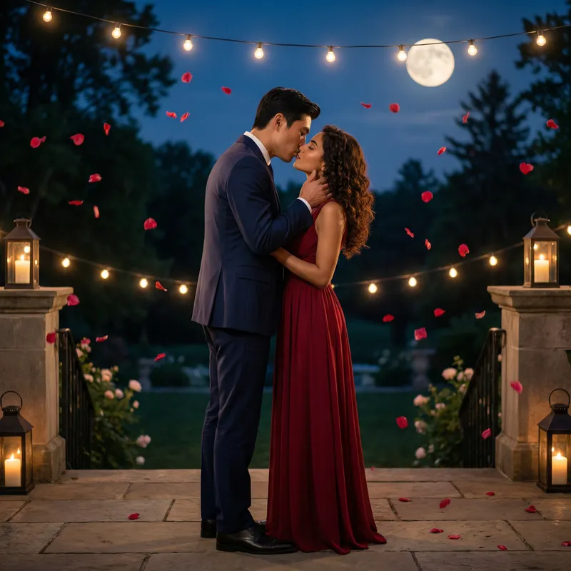 Romantic Wedding Scene with Diverse Couple