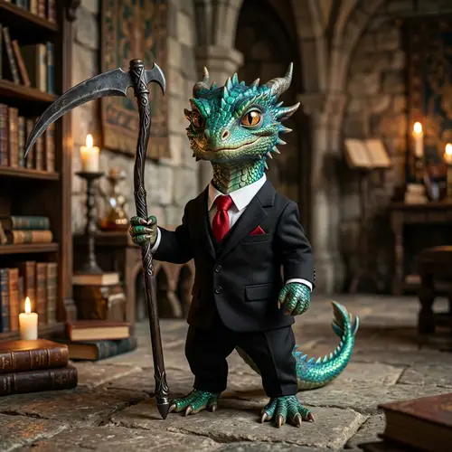 Stylish Dragon in Black Suit | Unique Mythical Creature Art