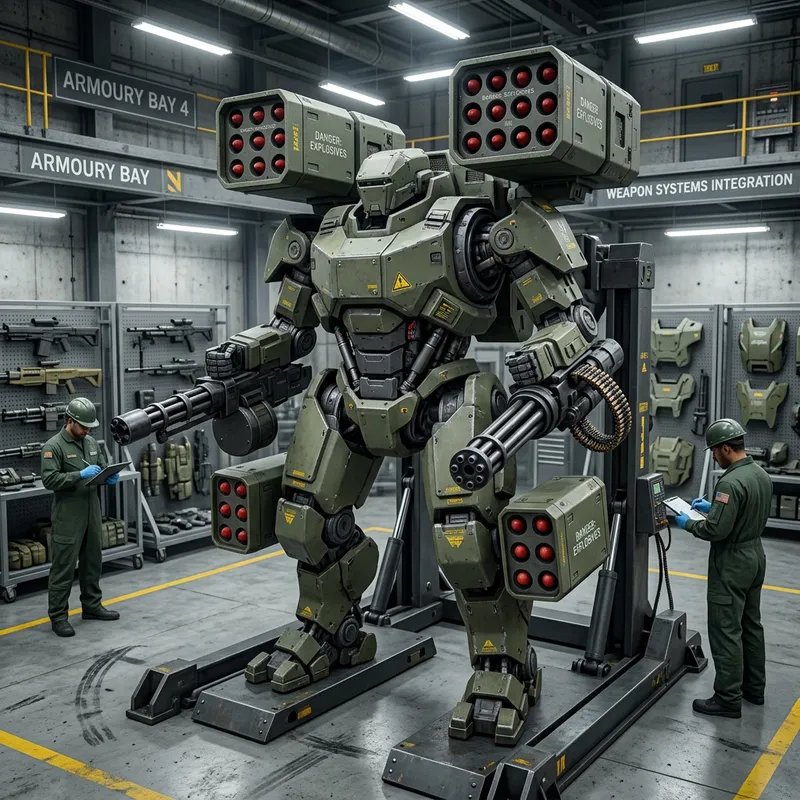 Mecha Exo Suit Armory with Missile Launchers