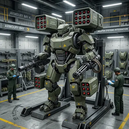 Mecha Exo Suit Armory with Missile Launchers