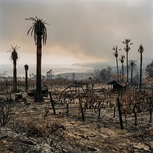 Devastated Paradise: Palm Trees & Grapevines Burned