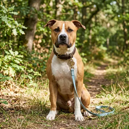 Tan and White American Staffordshire Terrier