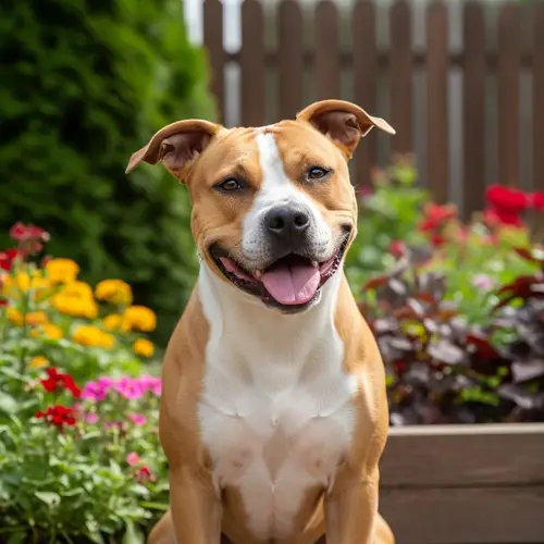 Tan and White American Staffordshire Terrier