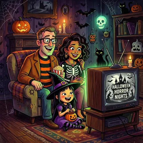 Spooky Halloween Cartoon Family by Vintage TV Set
