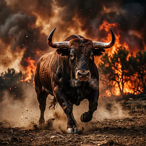 Colossal Bull Sprinting Through Flames | Force of Nature Scene