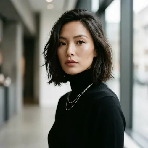 Chic Expression and Poised Stare