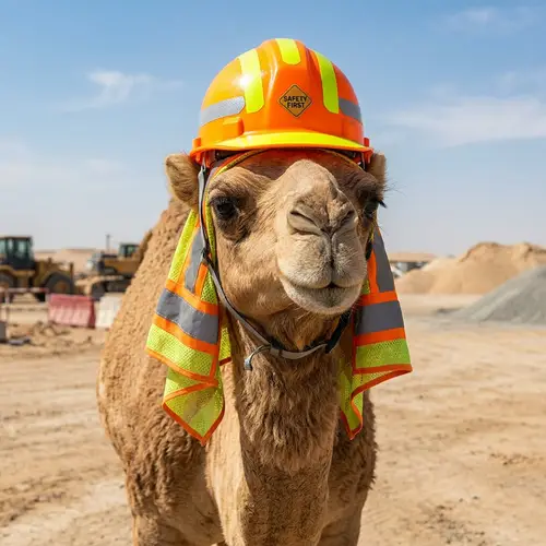 Occupational Safety Camel Design - Work Vest & Hard Hat