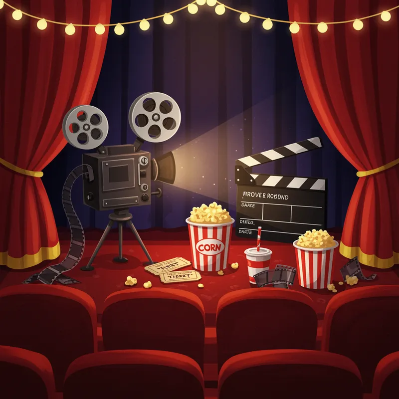 Charming Movie Theater Cartoon Illustration