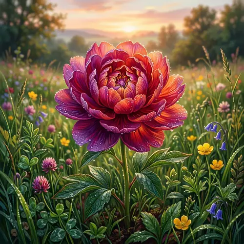 Vibrant Digital Drawing of Meticulously Detailed Flower