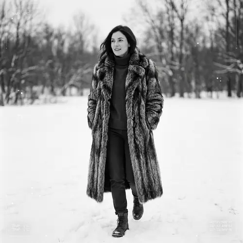 Winter Fashion Portrait in Snowy Landscape