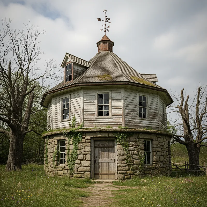 Realistic Round Base Old House Background Realistic Round Base Old House Background