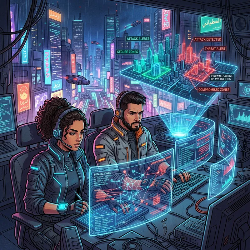 Futuristic Network Security in Cyberpunk City Futuristic Network Security in Cyberpunk City