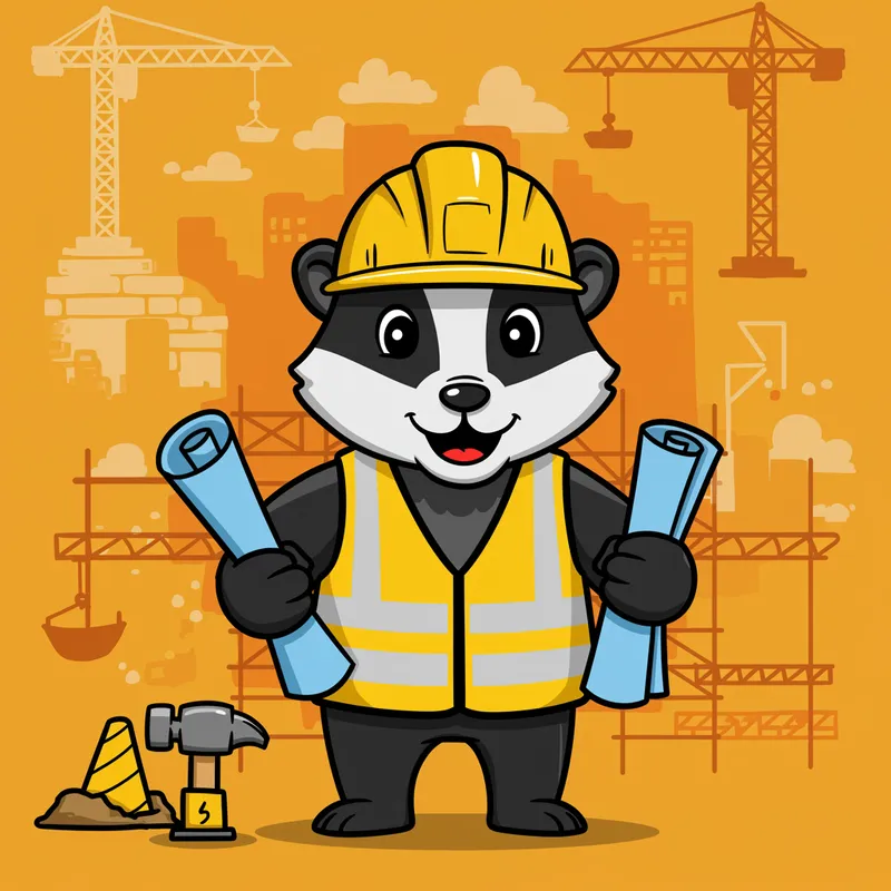 Fun Construction Mascot for Blog Brand