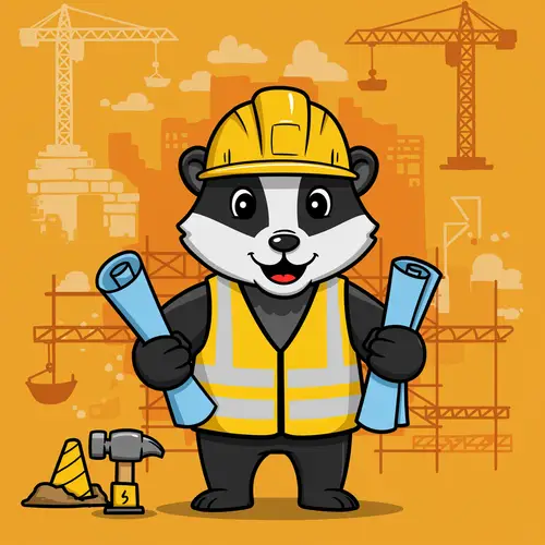 Fun Construction Mascot for Blog Brand