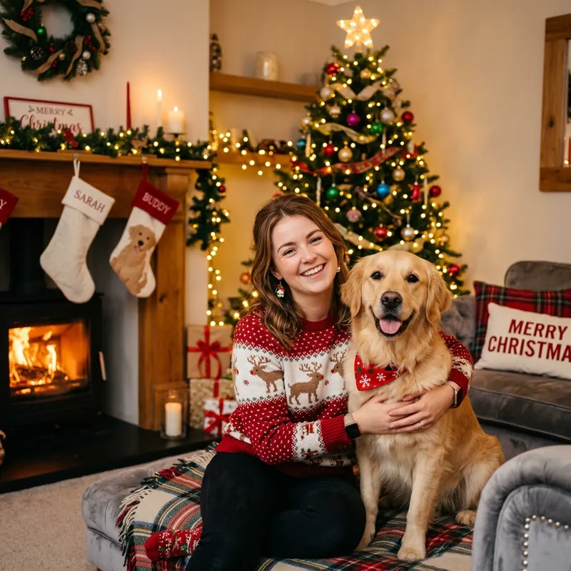 Christmas Photo with Me and My Dog