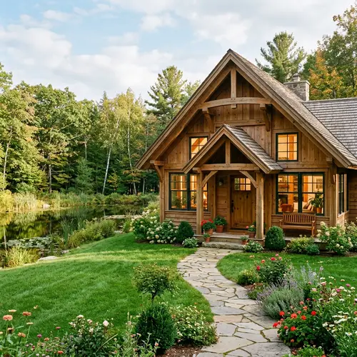 Cozy Timber Frame House with Tranquil Pond View