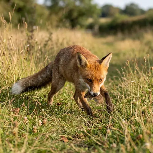 Red Fox Hunting a Mouse - Nature's Predatory Dance