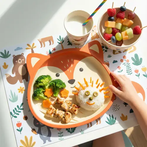 Colorful Kids Meal: Nutritious Foods in Fun Animal Plate