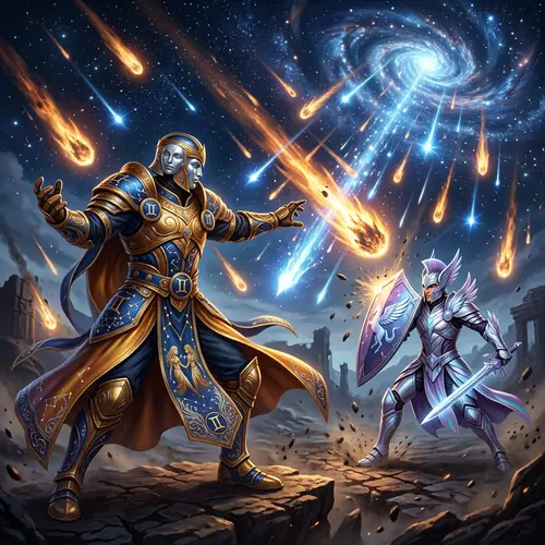 Astrology-Inspired Gemini vs Pegasus Armoured Warriors Battle