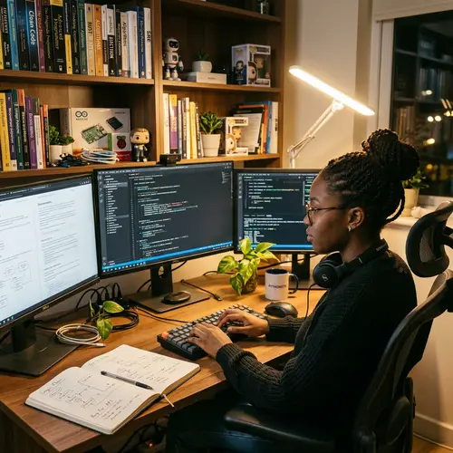 African Female Programmer's Inspiring Workspace