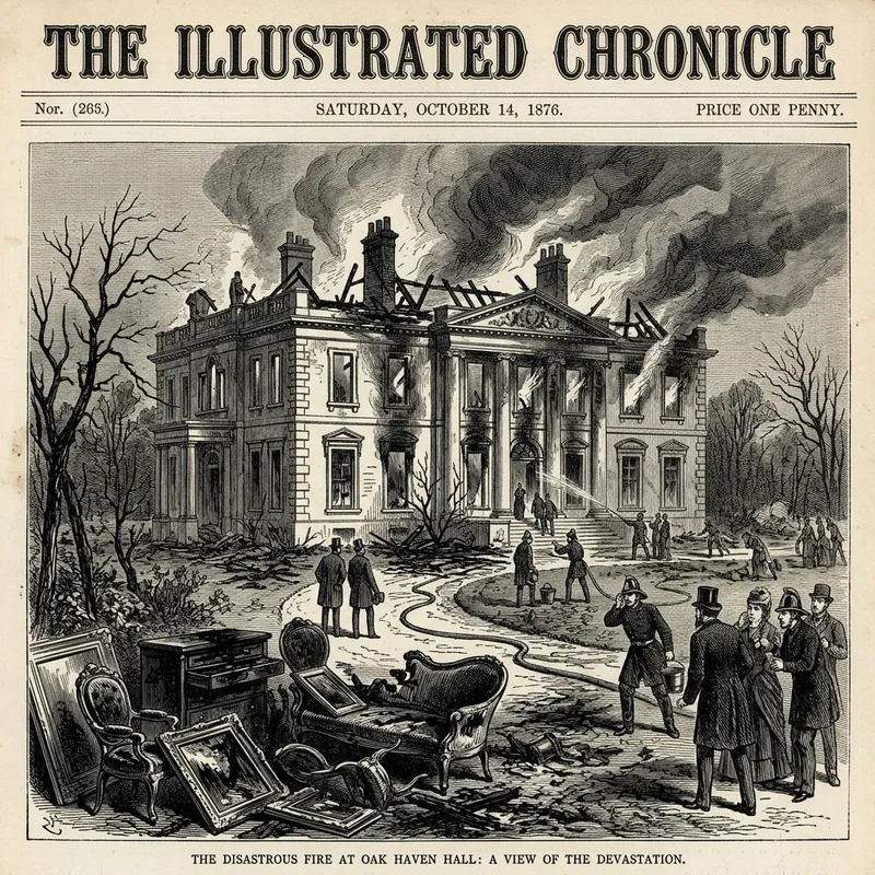 Noble Estate Devastated by Fire Illustration