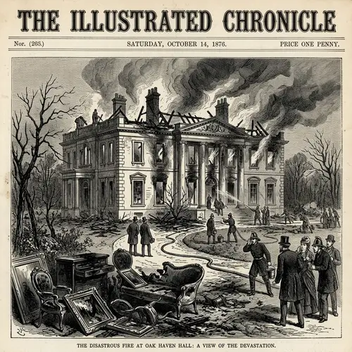 Devastated Aristocratic Estate Fire Illustration