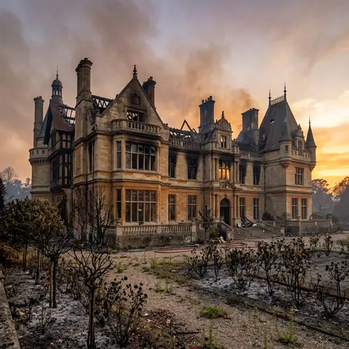 Opulent Estate After The Blaze - Nobility Amidst Tragedy