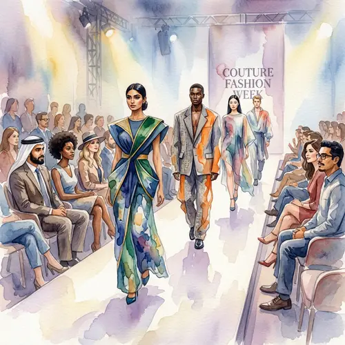 Elegant Fashion Runway Watercolor Scene