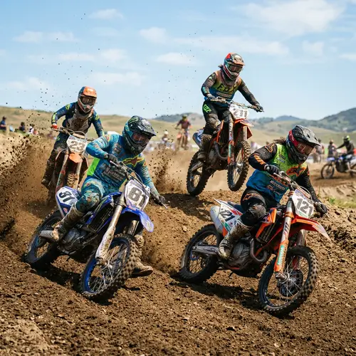Diverse Monster Army Motocross Riders Racing at High Speeds