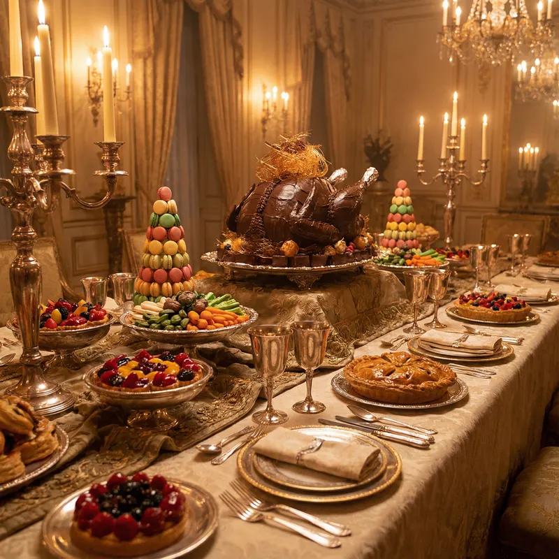 Luxurious Feastables: Decadent Desserts in Chocolate Cake & Macaron Style