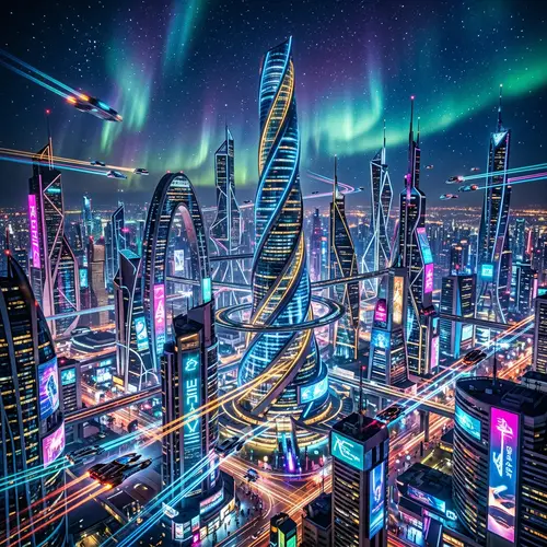 Futuristic City Architecture | Vibrant Metropolis Skyline